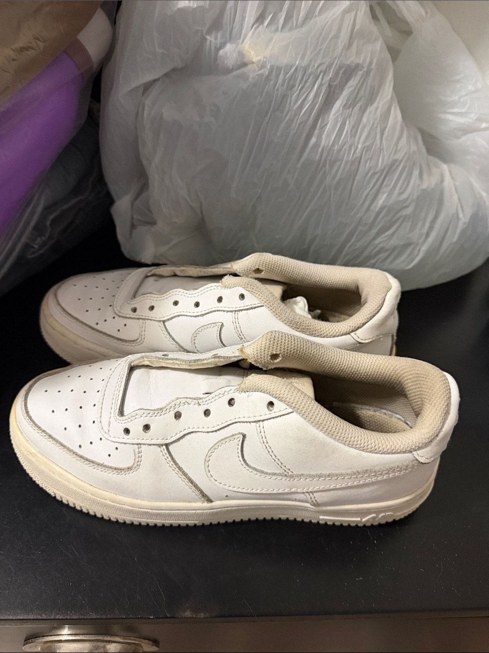 Nike White AF1 Air Force Low-Top Youth 5.5 Athletic Shoes